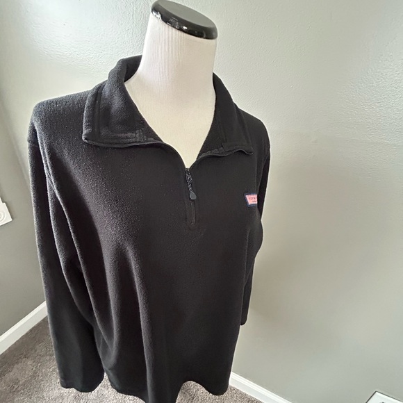Vine, yard vines, whale women’s fleece pullover size L  half front zip up black - Picture 5 of 15